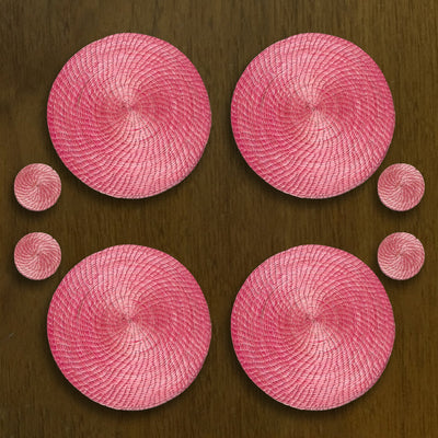 Pink Unique Placemats and Coasters 8 Set - 54kibo