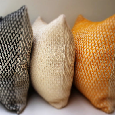 3 LUXURY AFRICAN PILLOWS in Black, Cream and Yellow - 54kibo