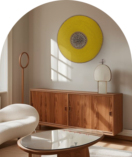 Wood Wall Decor - White Beads