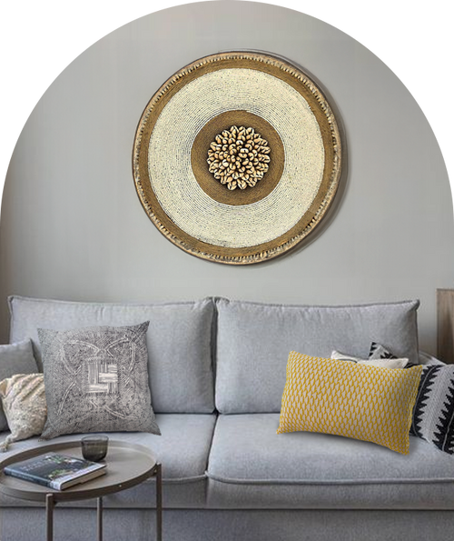 Wood Wall Decor - White Beads