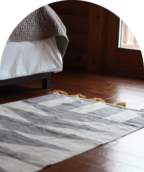 Black and White Geometric Rug - Wool