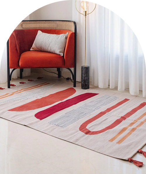 Black and White Geometric Rug - Wool