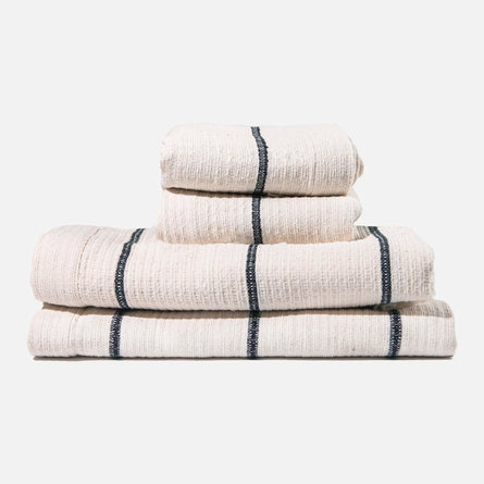 Addis Black Striped Hand Towels Set 2