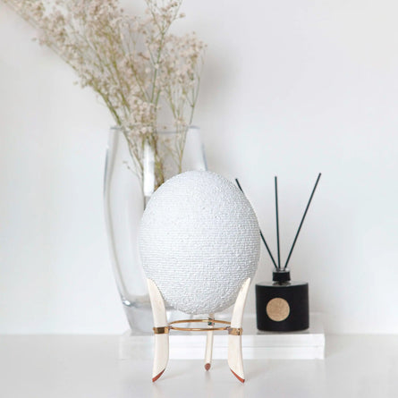 Beaded Ostrich Egg White Decorative Object