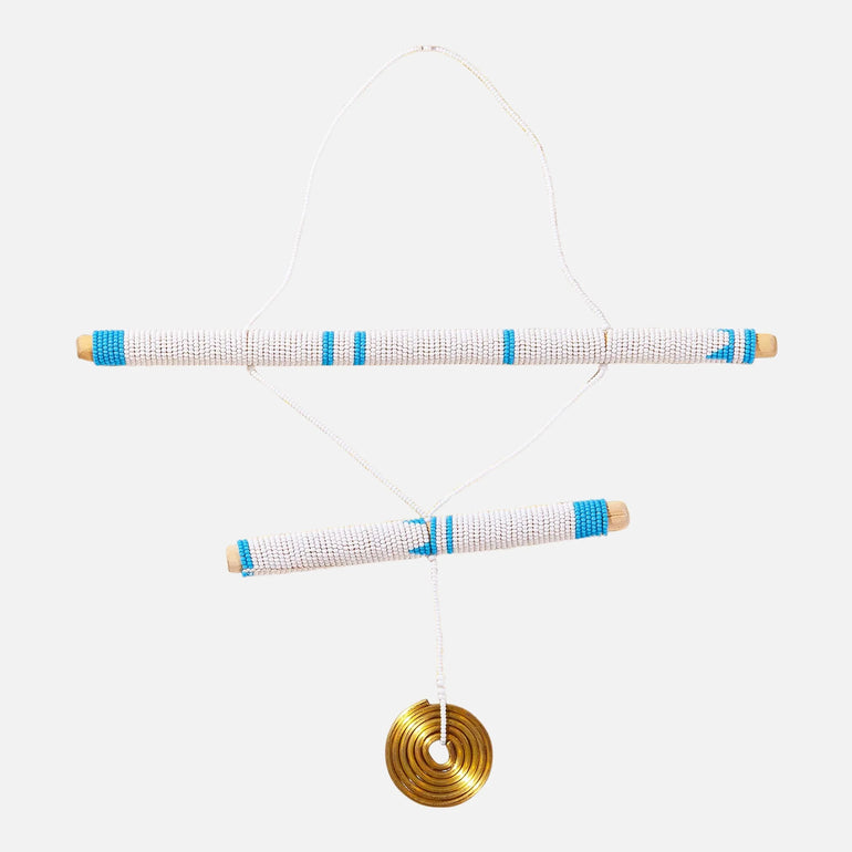 2 Stick Blue Hanging Beaded Mobile