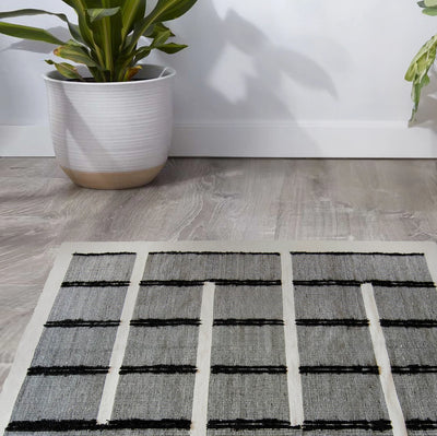 black and white area rug