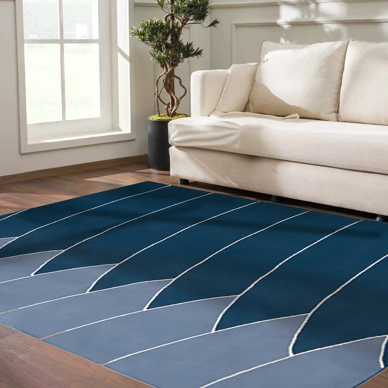 Blue and White Rug - Cotton