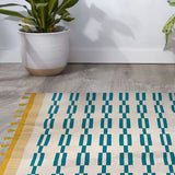Yellow Teal Rug - Cotton