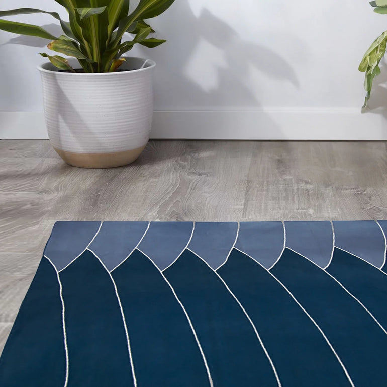 Blue and White Rug - Cotton