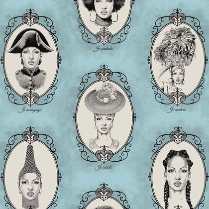 BWM Blue Pattern Fabric By The Yard