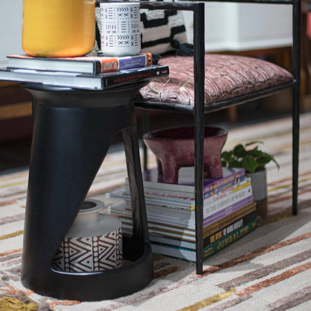 Djembe Black Round Accent Table