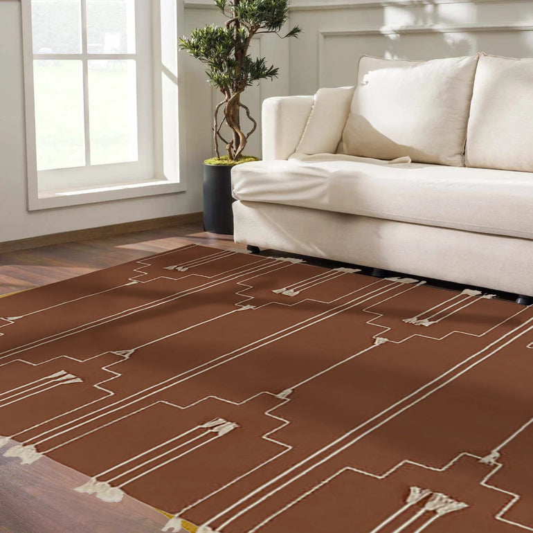 Rust Brown Rug - Wool