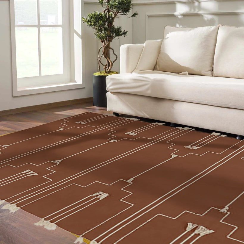Rust Brown Rug - Wool