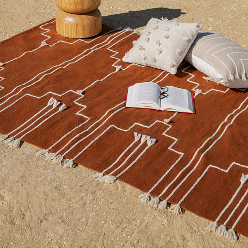 Rust Brown Rug - Wool