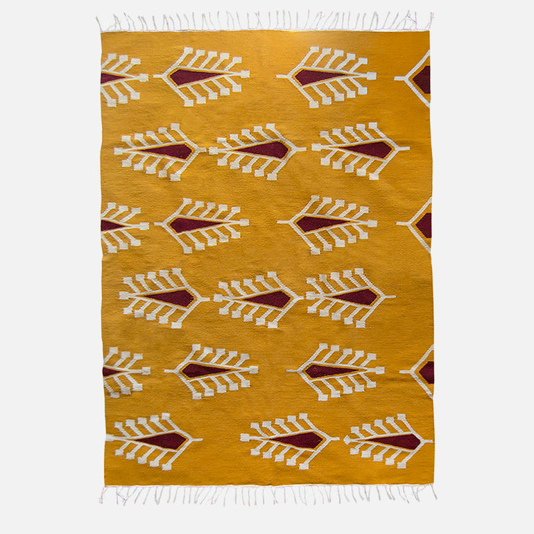 Cypress Floral Rug - Wool Mustard