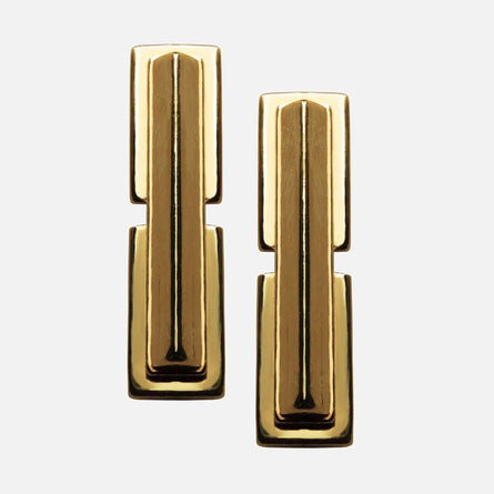 Gold Bar Earrings Two Storey