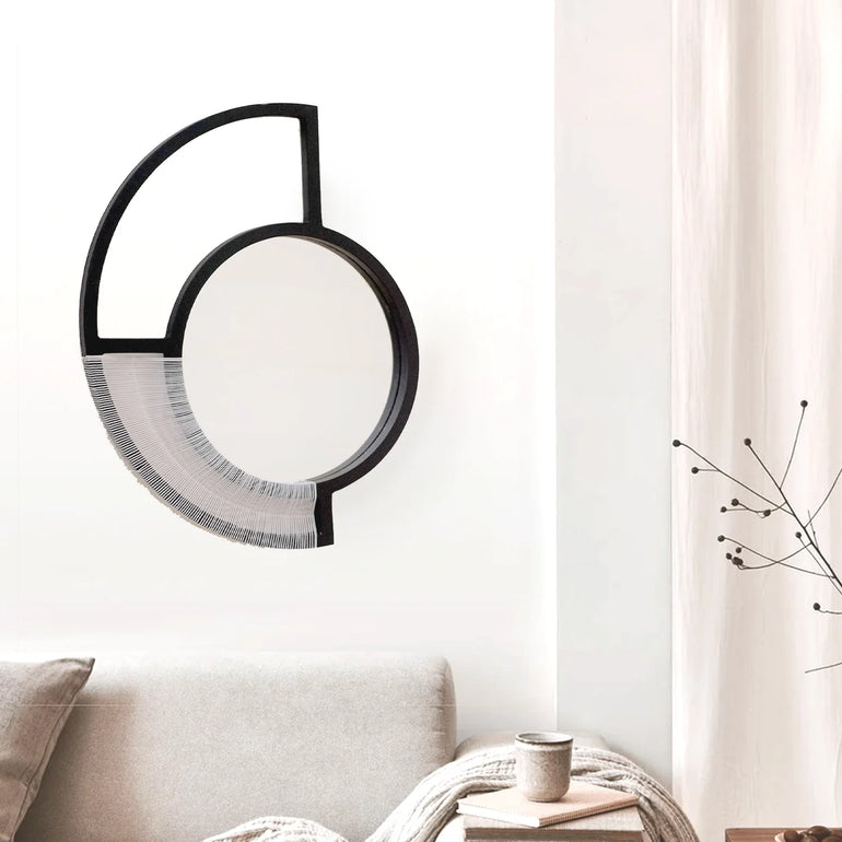 Black Wall Mirror - White Cord