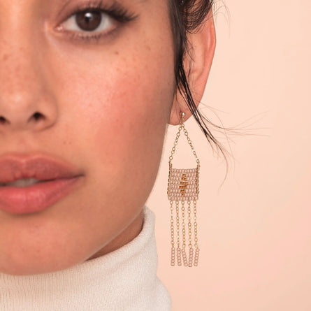 Long Beaded Earrings White