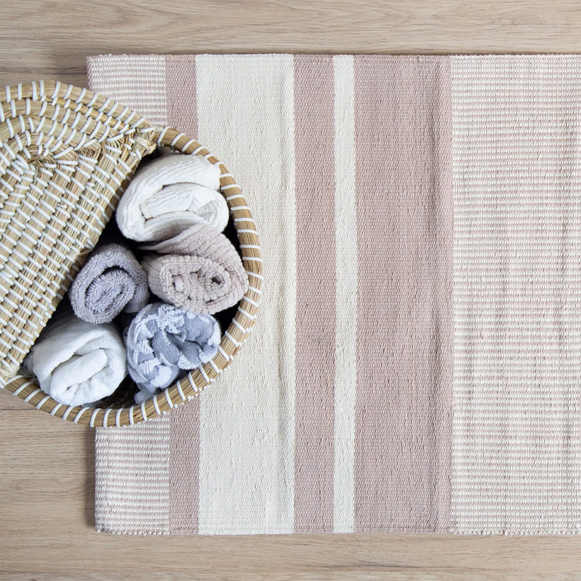 Beige Bath Mat - Cotton Washable