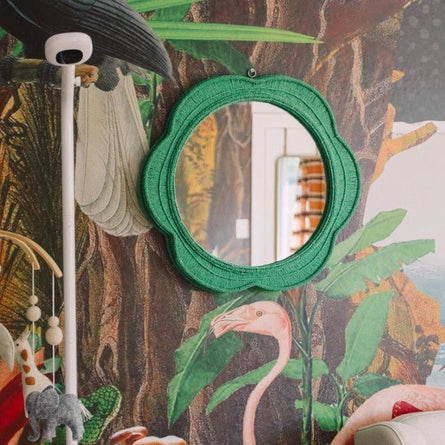 Naka Green Round Beaded Mirror