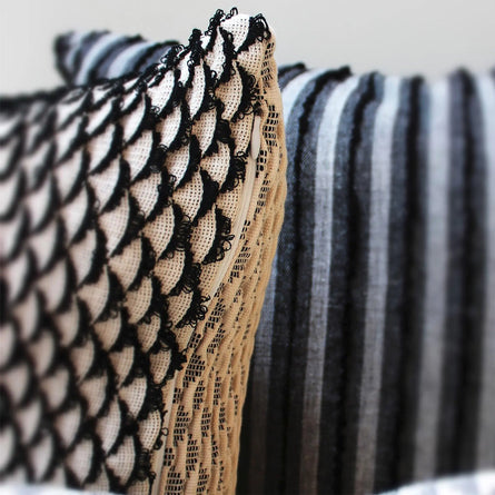 Nayali Black and White Lumbar Pillow