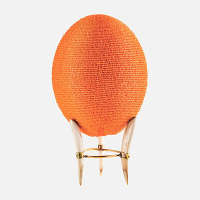 Orange Beaded Ostrich Egg Decor