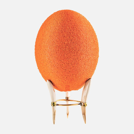 Orange Beaded Ostrich Egg Decor