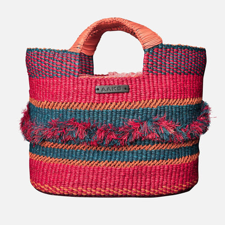 Raffia Tote Bag Red