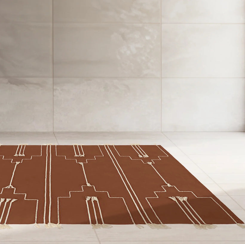 Rust Brown Rug - Wool