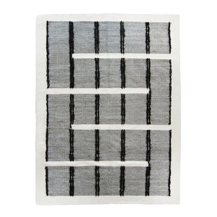 Serpentine Black White Geometric Rug