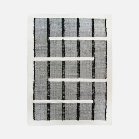 Serpentine Black White Geometric Rug