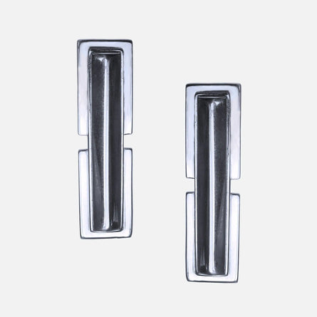 Silver Statement Earrings Two Storey