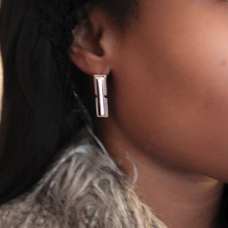 Silver Statement Earrings Two Storey