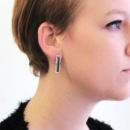 Silver Statement Earrings Two Storey