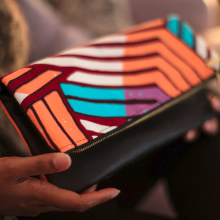 Small Leather Purses Ankara Striped