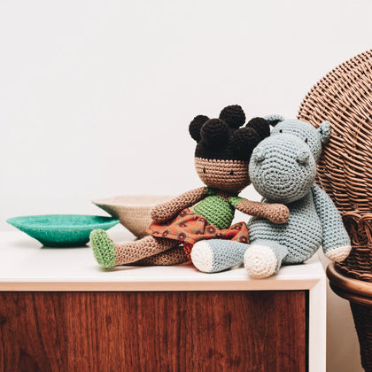 Stuffed Hippo Mvubu Blue Toy