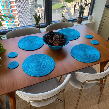 Teal Boho Placemats and Coasters 8 Set