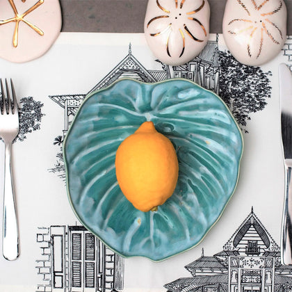 Teal Decorative Salad Plates Set 2