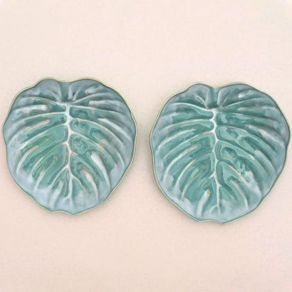 Teal Decorative Salad Plates Set 2
