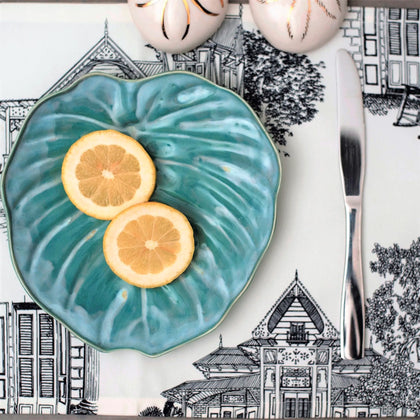 Teal Decorative Salad Plates Set 2