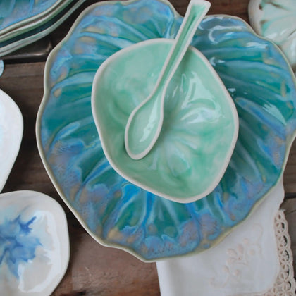 Teal Decorative Salad Plates Set 2