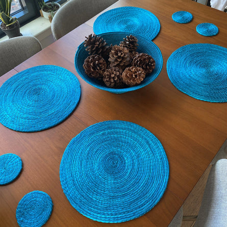 Teal Unique Drink Coasters 4 Set