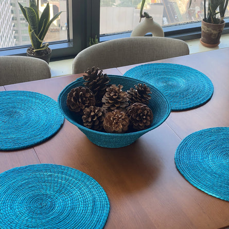 Teal Woven Sisal Basket