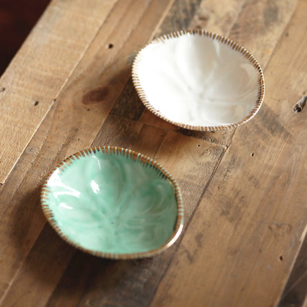 Turquoise Gold Seashell Dishes Set 2