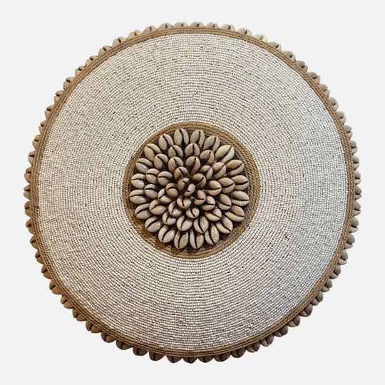 Wood Wall Decor - White Beads