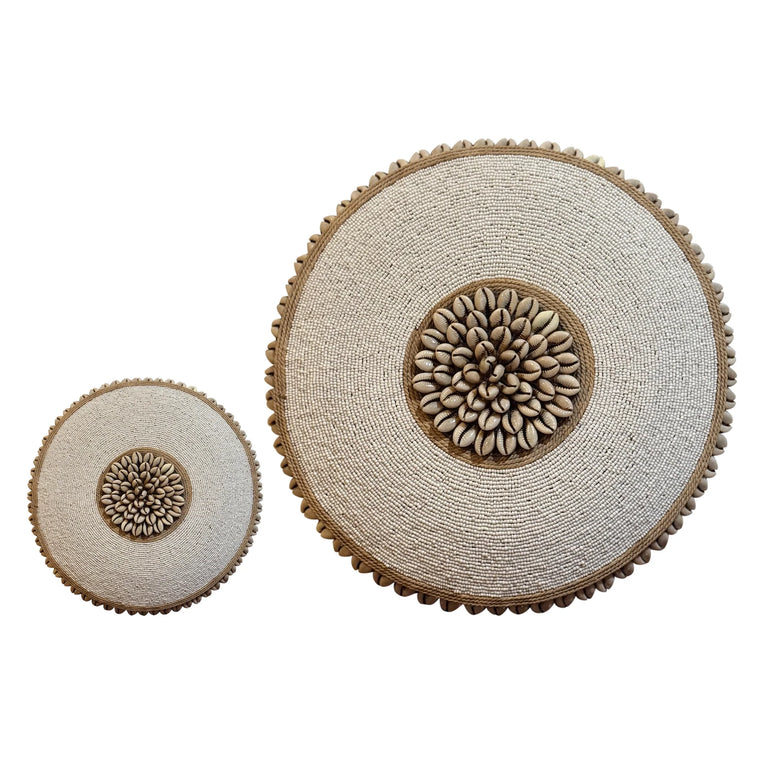 Wood Wall Decor - White Beads