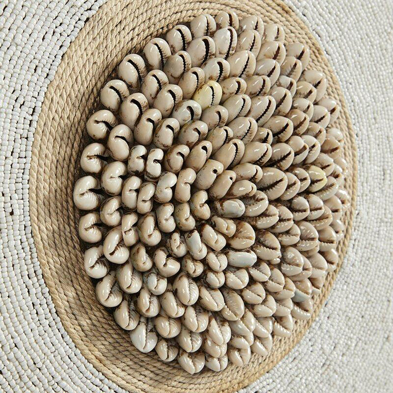Wood Wall Decor - White Beads