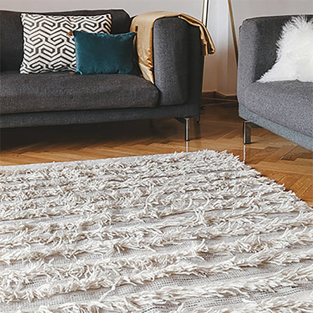 Wool Fringe Cream Rug