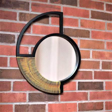 Woven Asymmetrical Mirror - Yellow Cord