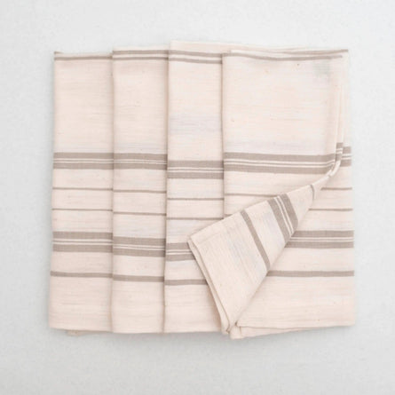 Zewd Cotton Napkins Set 4 Beige Stripe